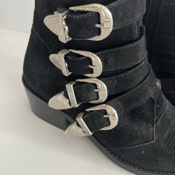 TOGA Pulla - Western Suede Buckled Boots in Black - Picture 6 of 11